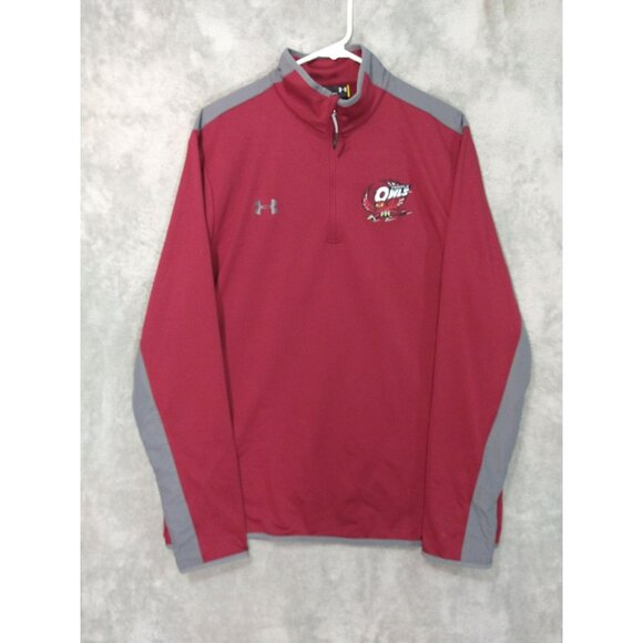 Under Armour Sweatshirt Men XL Red Temple Owls Loose Cold Gear Pullover 1/4 Zip - Picture 1 of 8